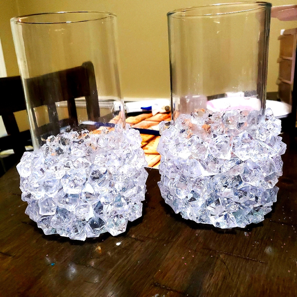 Crystal glass candle vases